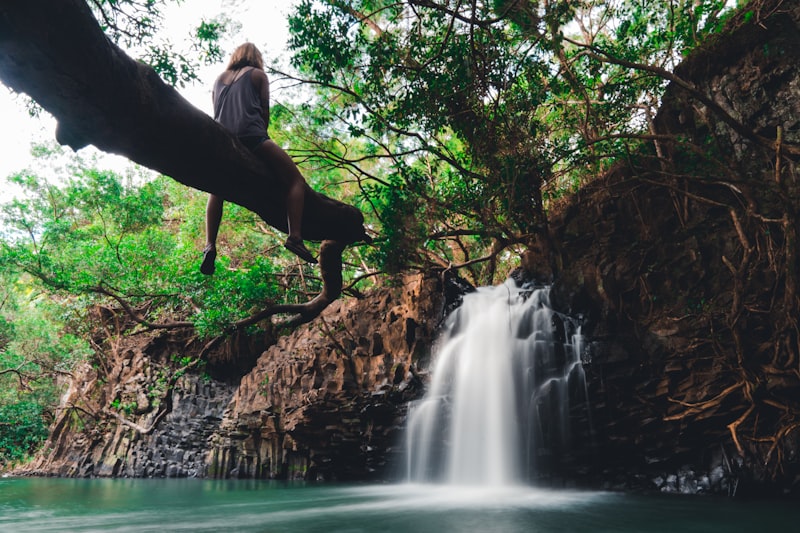 Twin Falls waterfall surrounded by tropical greenery on Maui